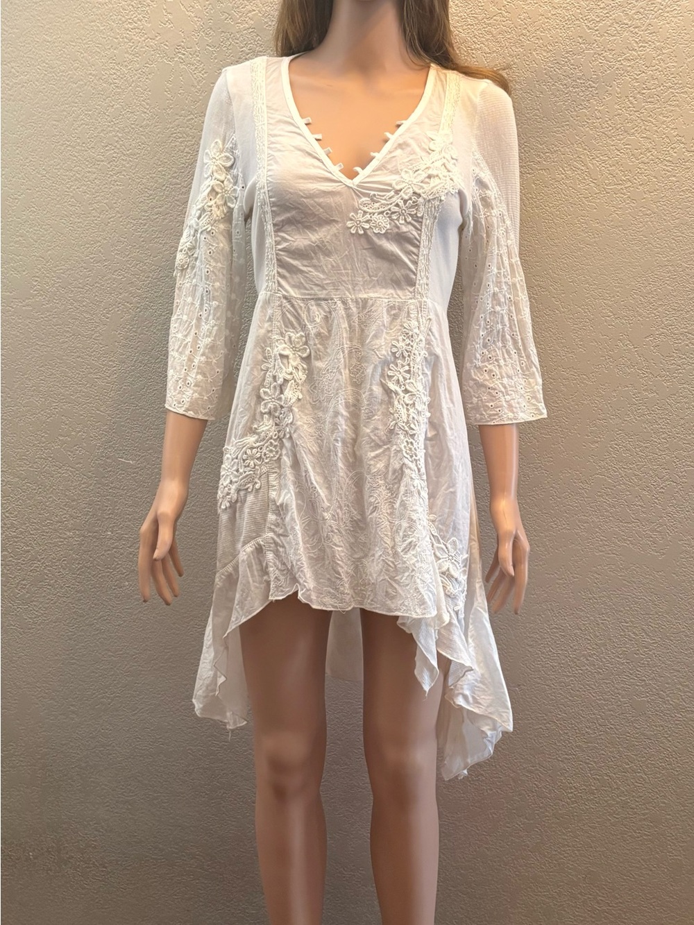 XCVI White Bohemian High-Low Lace Dress